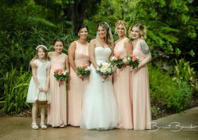 bride and bridesmaids peach color