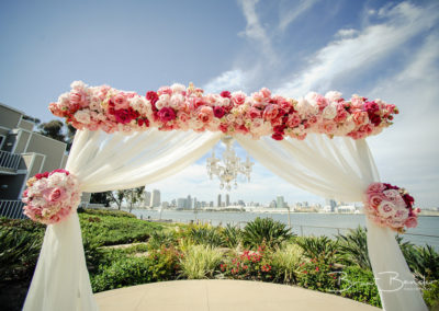 wedding alter outside flowers
