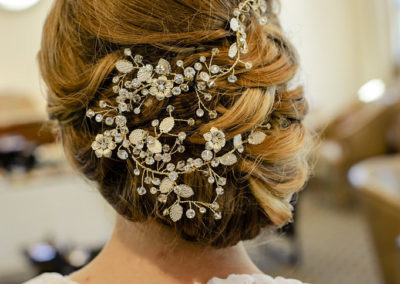 bridal hair with rhinestone designs