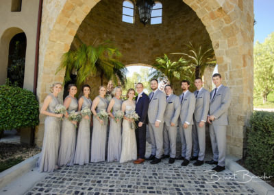 wedding party with equal bridesmaids and groomsmen